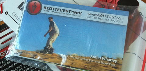 Whatleydude, on a sandboard, wearing Scottevest