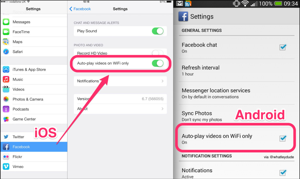 Switch off auto-play videos in Facebook mobile
